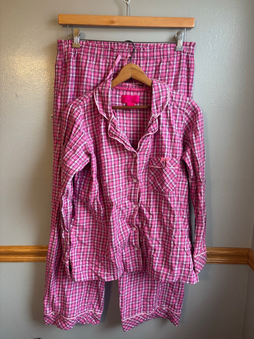 Victoria secret pink bow plaid